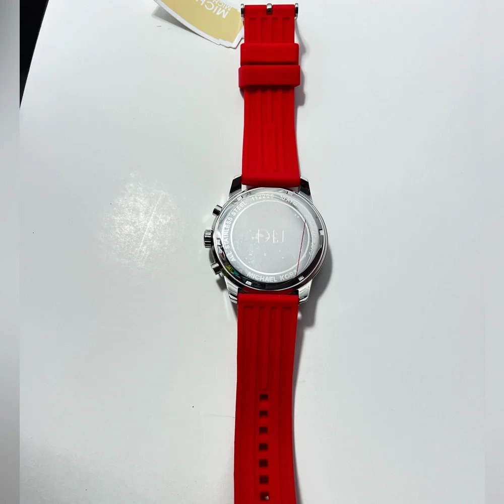 Michael Kors Chronograph Red Silicone Watch MK8973 ✨brand new ✨Men’s